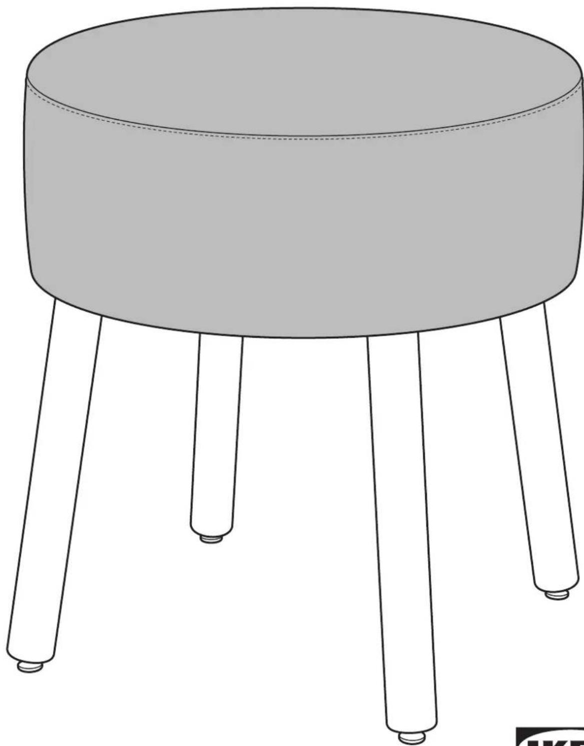 Line drawing of a round stool with four legs and a flat top (no text or symbols)