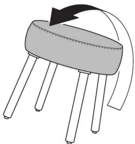 Diagram of a mechanical component with five legs and a curved arrow indicating rotation (no text or symbols)