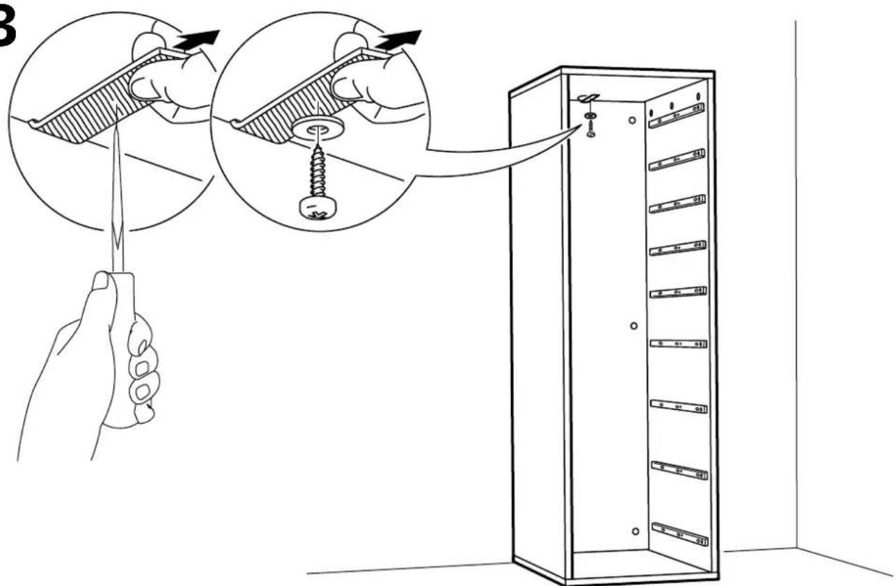 Diagram illustrating hand tool application on a server rack with magnified views showing screw and screw assembly steps