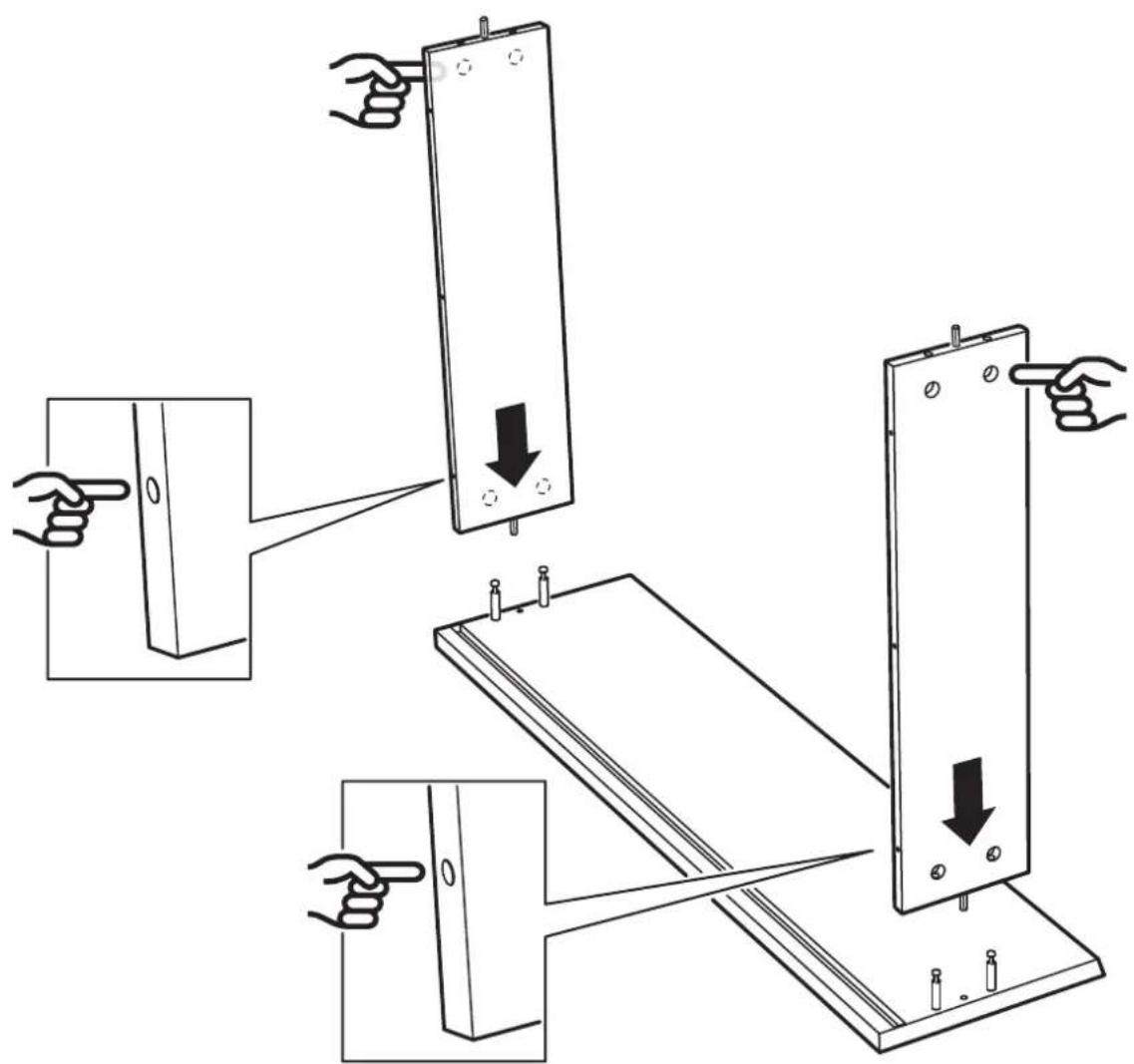 Diagram illustrating a door panel installation procedure with labeled components and directional arrows indicating movement.