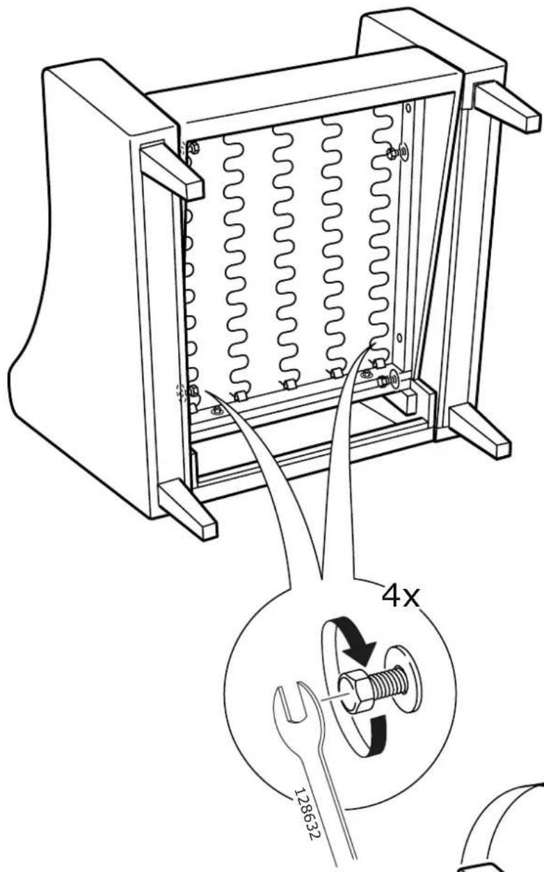 Technical diagram showing a mechanical assembly with spring coils and a 4x ratio indicator for repair or repair.