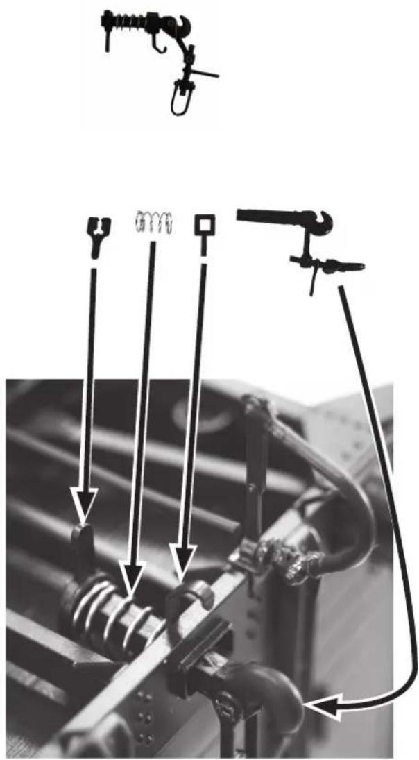 Technical diagram showing mechanical assembly with labeled components and directional arrows indicating assembly or connection.