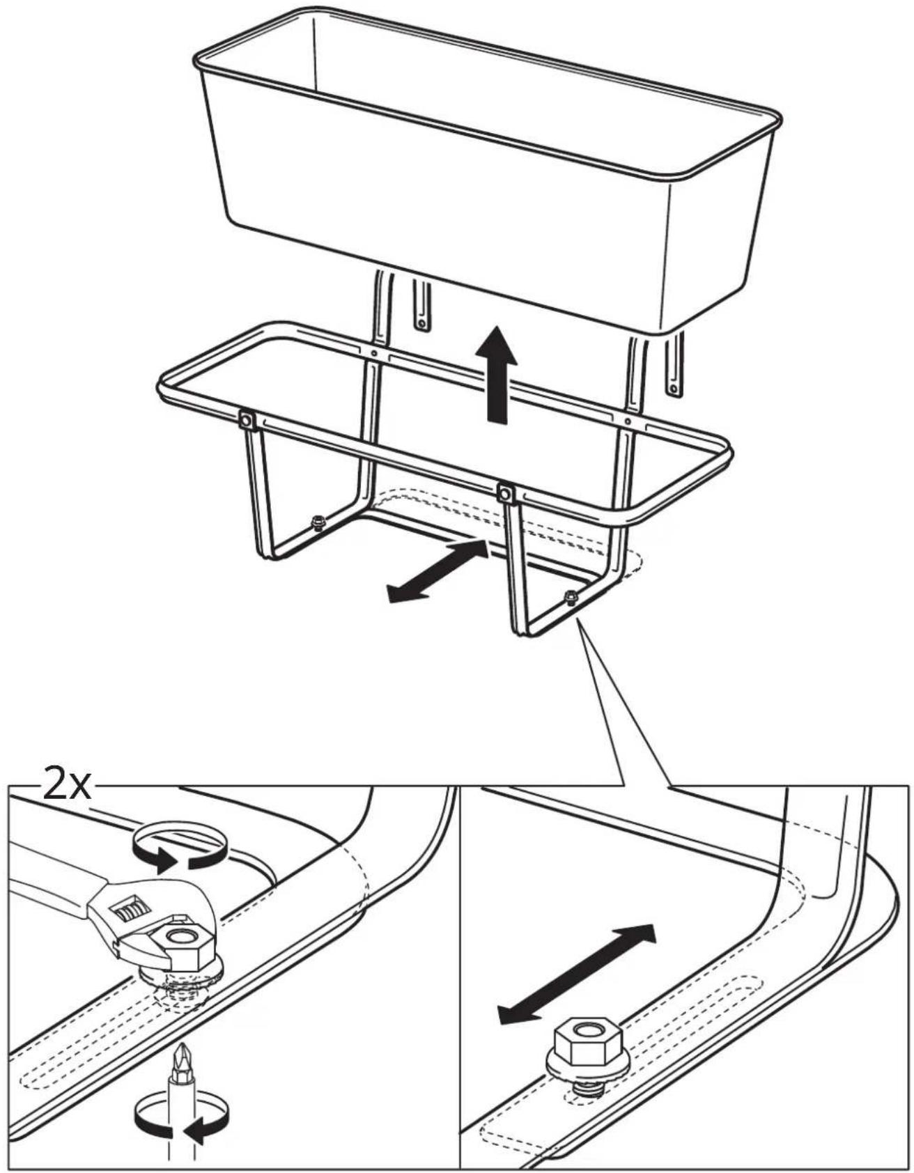 Technical diagram illustrating a mechanical assembly with labeled components and directional arrows, including a 2x speed indicator.