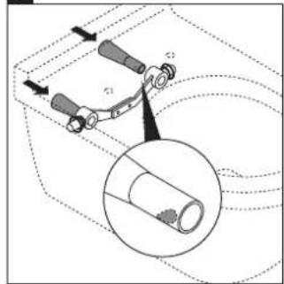 Technical diagram showing mechanical assembly with labeled components and a magnified inset of a cylindrical component