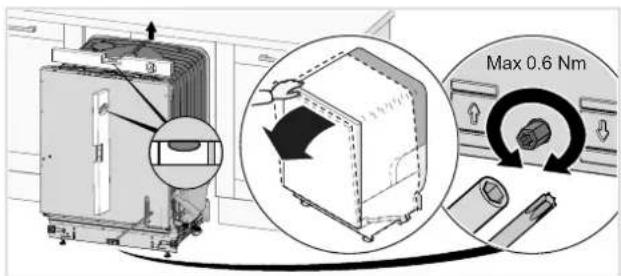 ASKO DBI243IBS - Adjust the height and slide the dishwasher into place - 1