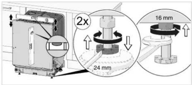 ASKO DBI243IBS - Adjust the height and slide the dishwasher into place - 2