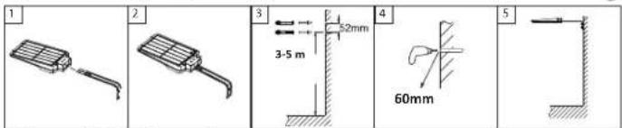 1 2 3 4 5 3-5 m 52mm 60mm