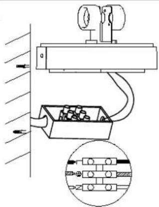 Technical diagram showing mechanical assembly with labeled components and a magnified inset of internal components
