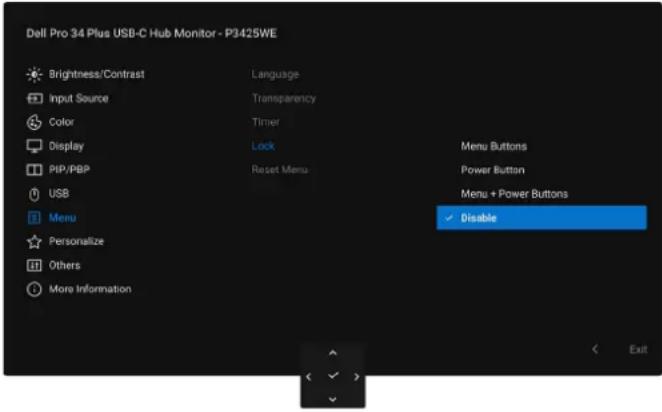 DELL P3425WE - Öppna menysystemet - 14