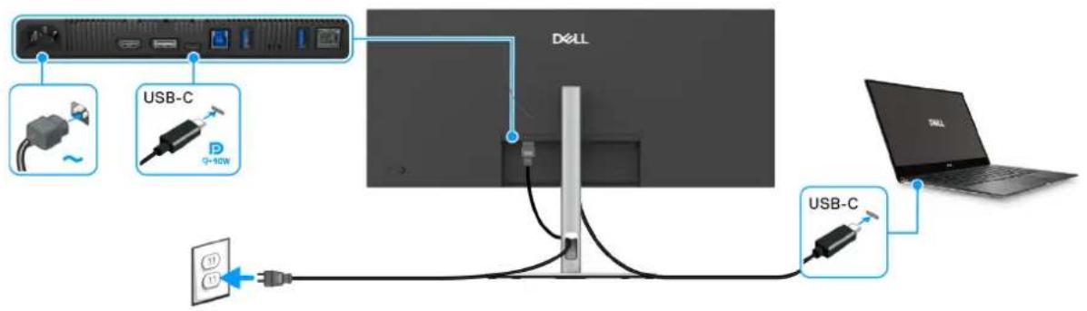 DELL P3425WE - Ansluta USB-C till C-kabeln - 1