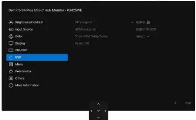 DELL P3425WE - Ställer in Auto KVM - 3