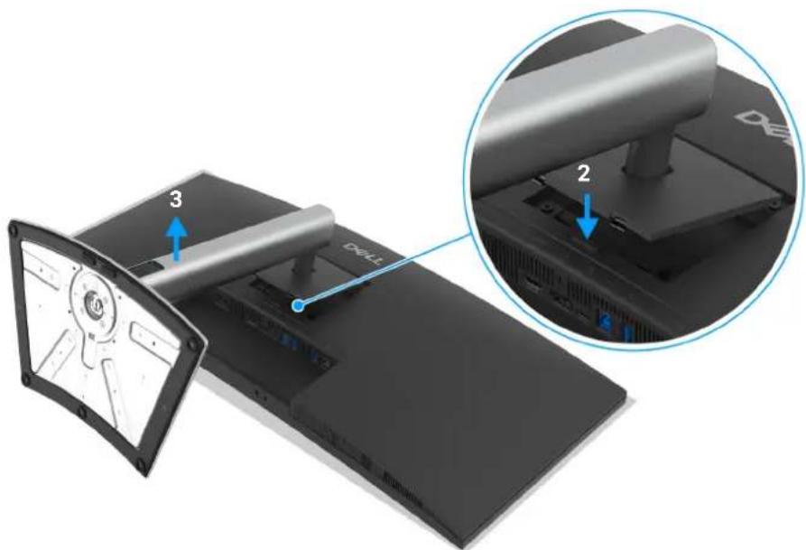 DELL P3425WE - Ta bort stativet: - 1