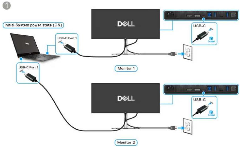 DELL P3425WE - Ansluta bildskärmen för USB-C i DPBS-läge - 1