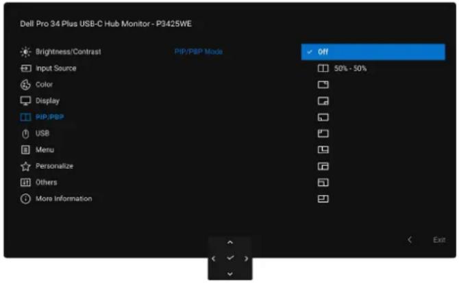 DELL P3425WE - Öppna menysystemet - 10