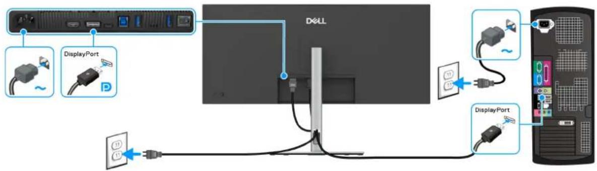 DELL P3425WE - Ansluta DisplayPort-kabeln (DisplayPort till DisplayPort) - 1