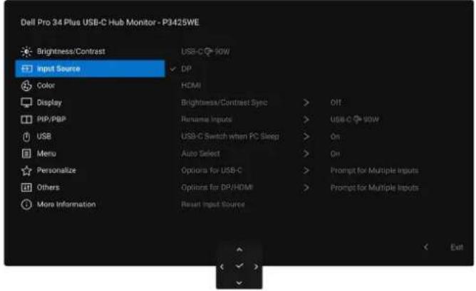 DELL P3425WE - Ställer in Auto KVM - 2