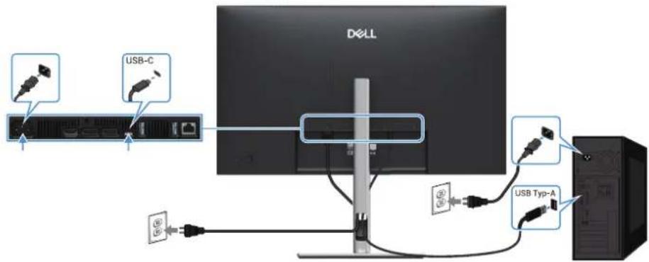 DELL P2725DE - Anslutning av USB Typ-C till Typ-A-kabel - 1