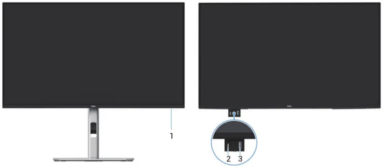 DELL P2725DE - Identifiera delar och kontroller - 1