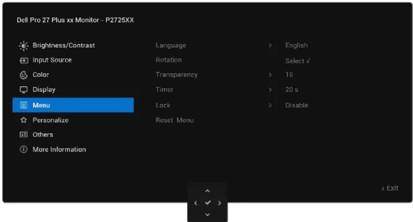 DELL P2725DE - Öppna menysystemet - 10