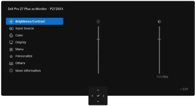 DELL P2725DE - Öppna menysystemet - 1