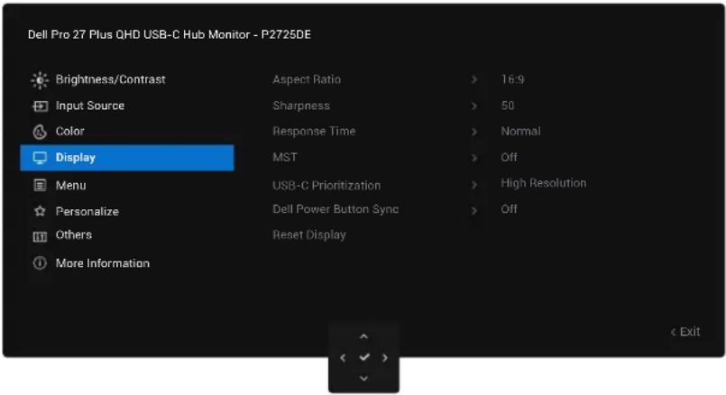 DELL P2725DE - Öppna menysystemet - 8