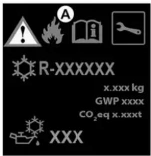 A R-XXXXXX x.xxx kg GWP xxxx CO₂eq x.xxxt XXX