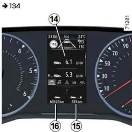→134 14 2306 ECO 23°C 110 203 110 6.1 U/100 9... 5.3 U/100 63524 km 435 km 71281 16 15