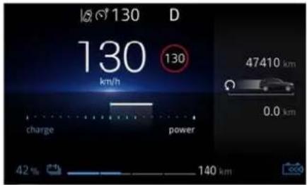 130 D 130 km/h 130 47410 km 0.0 km charge power 42% 140 km