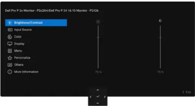 DELL P2426H - Accessing the menu system - 1