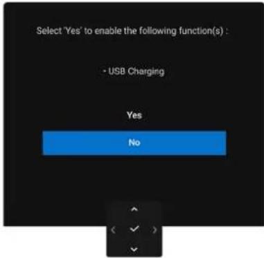 Select 'Yes' to enable the following function(s) : - USB Charging Yes No