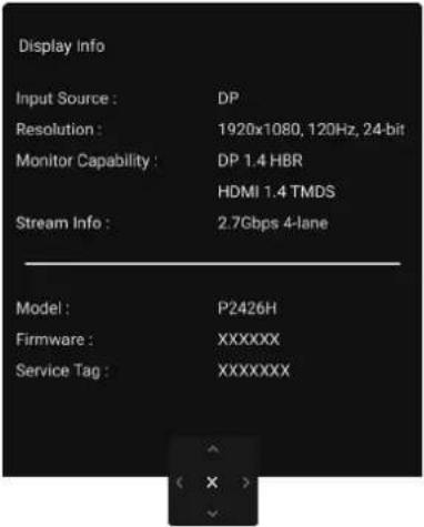 DELL P2426H - Icon Menu and submenu Description - 24