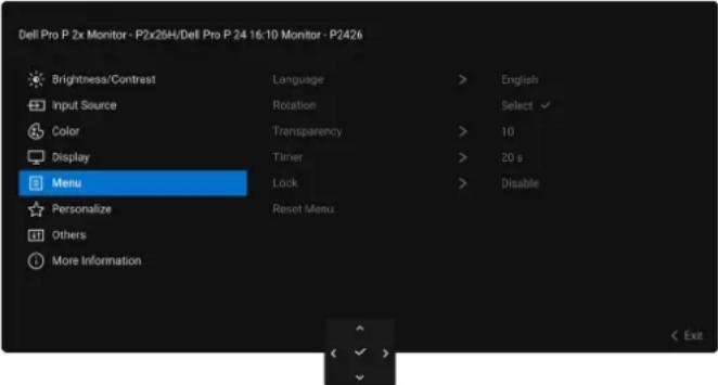DELL P2426H - Icon Menu and submenu Description - 8