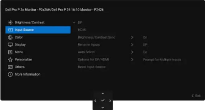 DELL P2426H - Accessing the menu system - 2