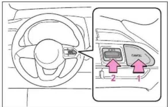 TOYOTA Yaris Hybrid (2022) - Inaktivera och återaktivera hastighetsinställningen - 1