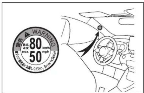 警告 80 km/h 速度 max. 50 mph Drift to Driver