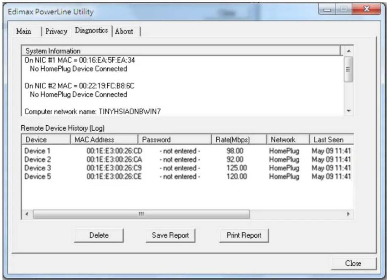 Edimax HP-5001K - Diagnostics Tab - 1