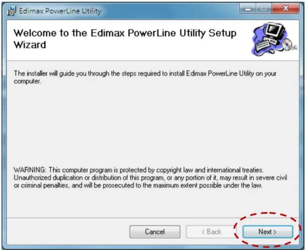 Edimax HP-5001K - Step 4 When the setup wizard appears, click "Next" to connue. - 1