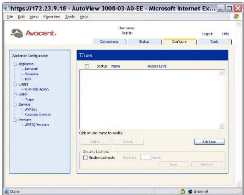 Avocent AVCTBND1 - To add or modify a user: - 1