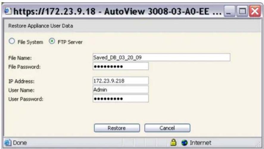 Avocent AVCTBND1 - To restore a user database file to a AutoView switch: - 2