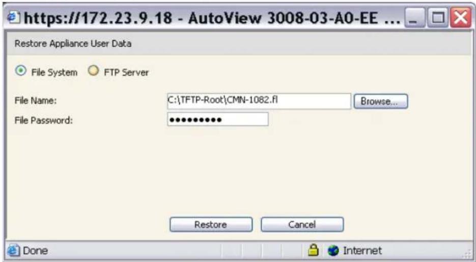 Avocent AVCTBND1 - To restore a user database file to a AutoView switch: - 1