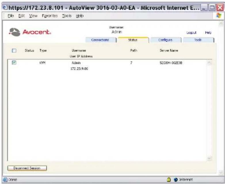 Avocent AVCTBND1 - To disconnect a user session: - 1