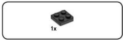 Simple 3D diagram of a LEGO brick with four rounded square holes, labeled '1x' below (no other text or symbols)
