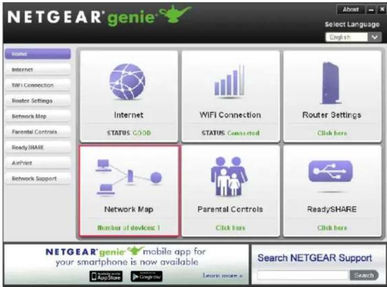 NETGEAR® genie® Name Internet WIFI Connection Router Settings Network Map Parental Controls ReadySHARE AirPrint Network Support Internet STATUS GOOD WiFi Connection STATUS Connected Router Settings Click here Network Map Number of devices: 1 Parental Controls Click here ReadySHARE Click here NETGEAR® genie® mobile app for your smartphone is now available Search NETGEAR Support AppStore Google Learn more a Search