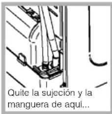 Quite la sujeción y la manguera de aquí...