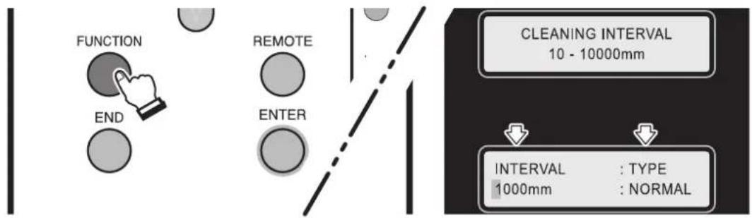 Mimaki JV5-130S - Press the [FUNCTION] key again if the setting of [CLEANING INTERVAL] and [CLEANING TYPE] is needed. - 1