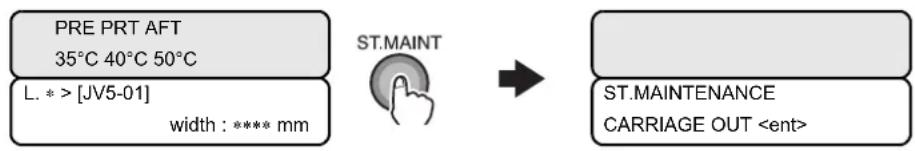 Mimaki JV5-130S - Make sure that the printer is in LOCAL mode, and then press the [ST.MAINT] key. - 1