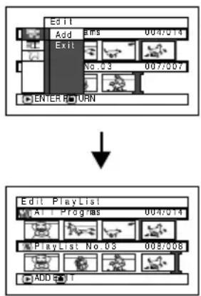 HITACHI DZ-GX5000A - ADDING SCENES USING SUBMENU FOR EDITING (EDITING PLAY LIST) - 2