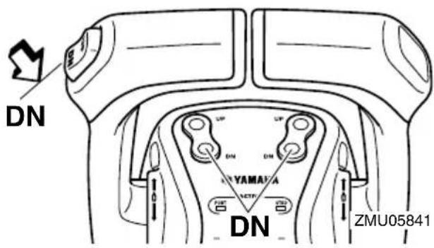 YAMAHA LFF225 - Procedure for tilting down (power trim and tilt models) - 3