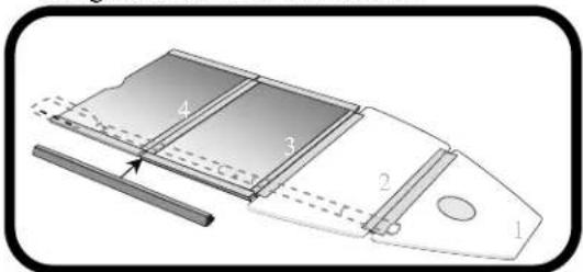 Technical diagram of a boat hull with numbered components and structural details