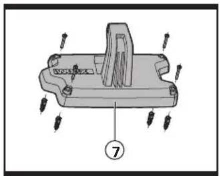 Technical diagram of a mechanical component with numbered parts and directional arrows indicating assembly or movement.